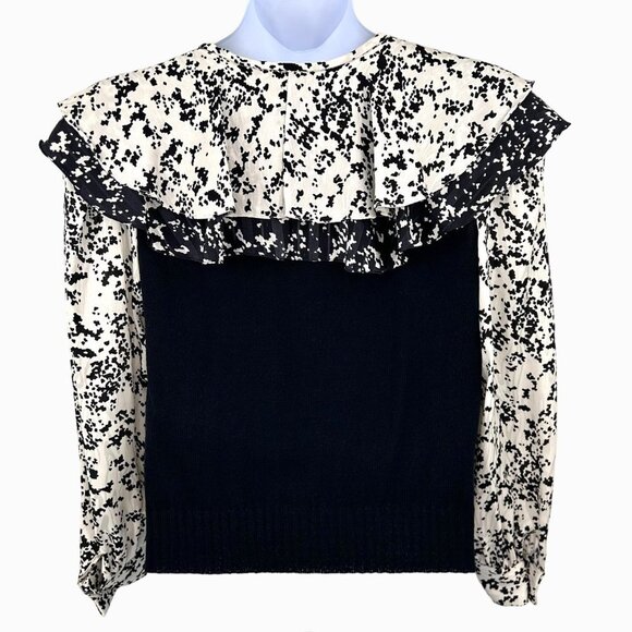 VTG 80's ANTHONY SICARI SILKY SLEEVE DOUBLE RUFFLE SWEATER TOP - 12 - USA! - Picture 3 of 4